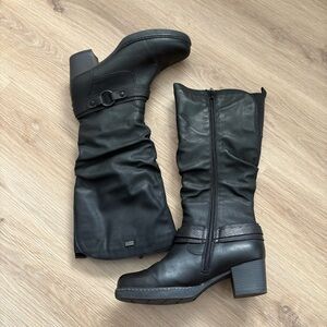Remonte TEX Women’s Black Leather Waterproof Tall Boots Riding Size 8.5 US